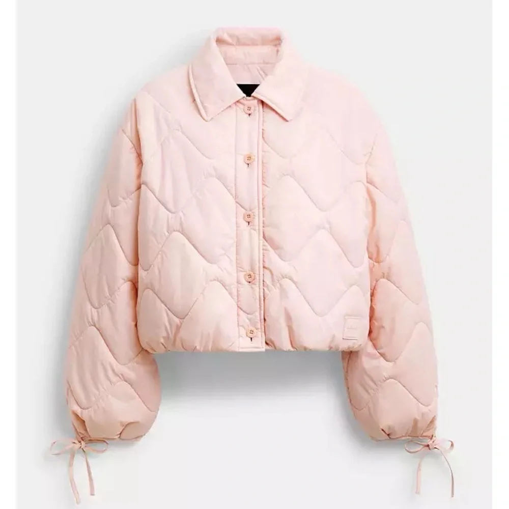 Coach Quilted Blouson Jacket In Recycled Nylon Pink